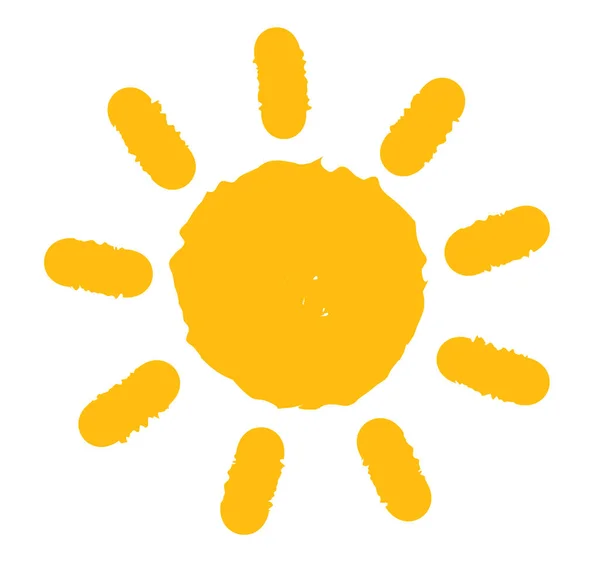 Ζωγραφισμένος Ήλιος Εικονογράφηση Διανύσματος — Διανυσματικό Αρχείο