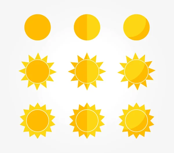 Set Sun Icons Vector Illustration — Stock Vector