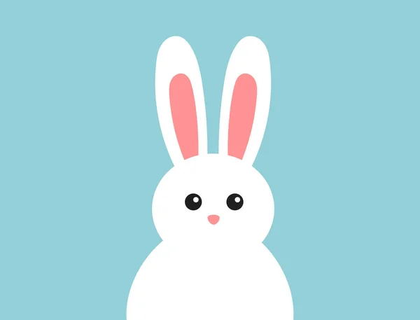 Easter Fluffy White Bunny Blue Background Vector Illustration — Stock Vector