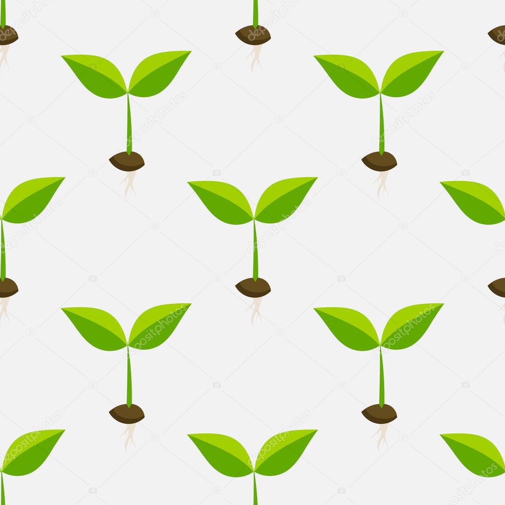 Little plants seedlings seamless pattern. Vector illustration.
