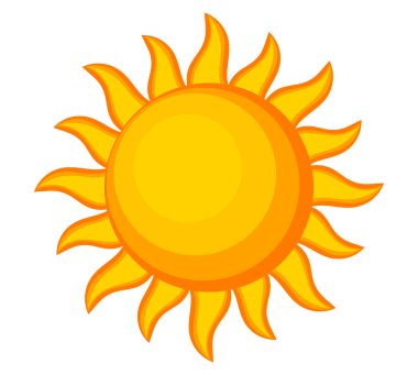 Güneş yaz çizgi film ikonu. Vektör illüstrasyonu.