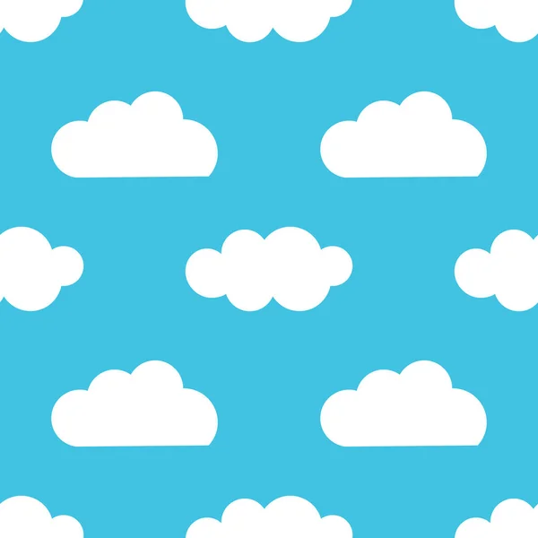 White Clouds Blue Sky Seamless Pattern Vector Illustration — Stock Vector