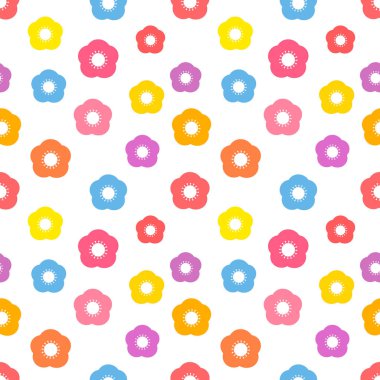 Renkli basit çiçek deseni. Vektör illüstrasyonu.