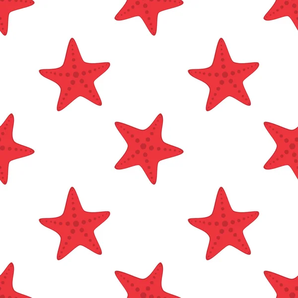 Étoile Mer Rouge Motif Sans Couture Illustration Vectorielle — Image vectorielle