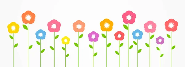 Colorful Flat Design Flowers Growing Vector Illustration — Stock Vector