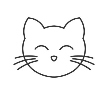 Şirin kedi surat çizgisi ikonu. Vektör illüstrasyonu.