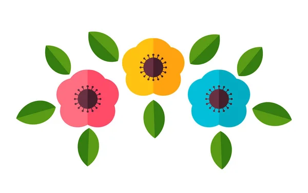 Flores Coloridas Elemento Diseño Plano Ilustración Vectorial — Archivo Imágenes Vectoriales