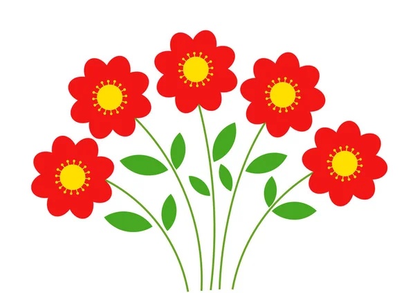 Buquê Flores Vermelhas Ilustração Vetorial — Vetor de Stock
