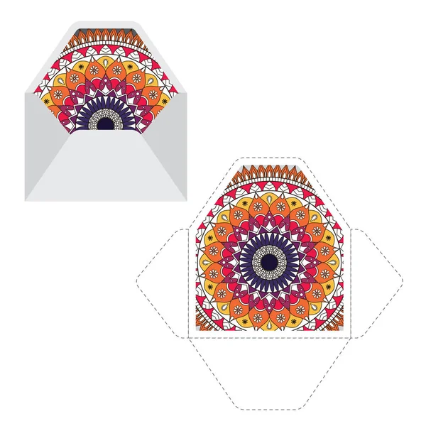 Mandala pattern paper sleeve template — Stock Vector