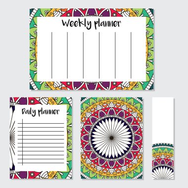 Mandala deseni ile haftalık ve günlük planlayıcısı