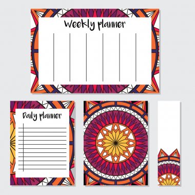 Mandala deseni ile haftalık ve günlük planlayıcısı