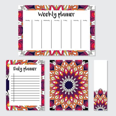 Mandala deseni ile haftalık ve günlük planlayıcısı