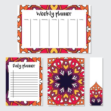 Mandala deseni ile haftalık ve günlük planlayıcısı