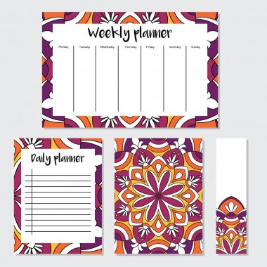 Mandala deseni ile haftalık ve günlük planlayıcısı