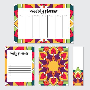 Mandala deseni ile haftalık ve günlük planlayıcısı