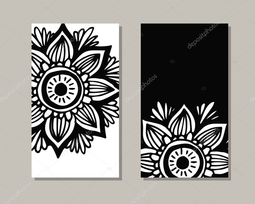 Cards template for spa salon. Beauty studio. Vector editable pattern with front and back side.