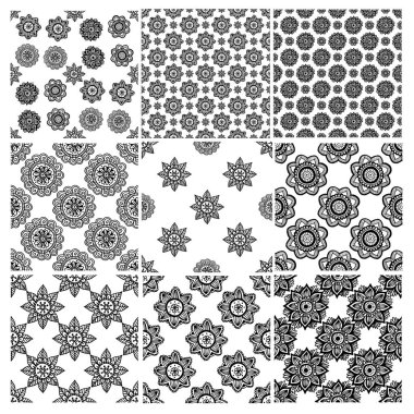 Çiçek mandala seamless modeli el çekilmiş stilini ayarlama