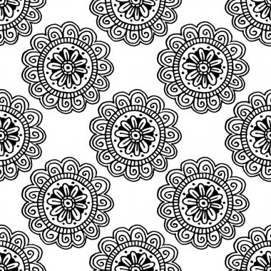 Çiçek mandala seamless modeli el tarzı çizilmiş
