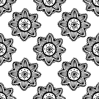 Çiçek mandala seamless modeli el tarzı çizilmiş