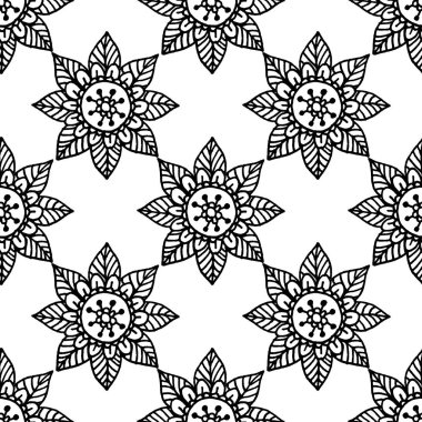 Çiçek mandala seamless modeli el tarzı çizilmiş