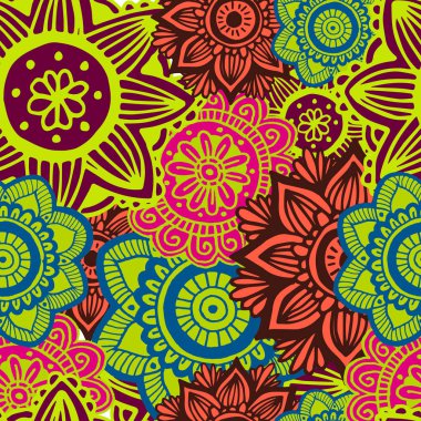 Çiçek mandala seamless modeli el tarzı çizilmiş