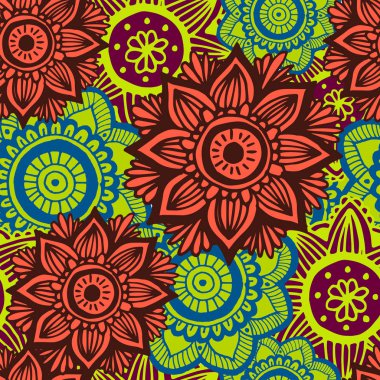 Çiçek mandala seamless modeli el tarzı çizilmiş