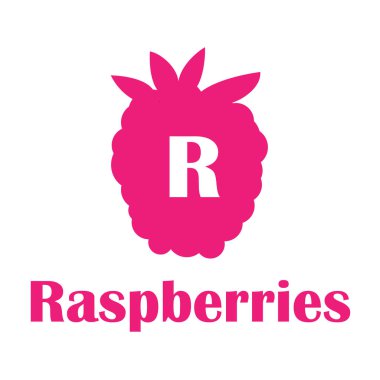 Çocuk alfabesi ile düz stil. R - ahududu