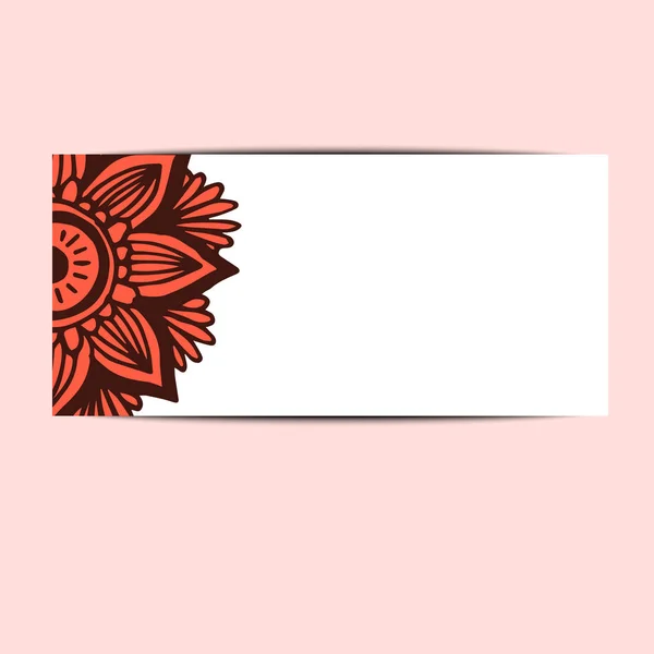 Banner met mandala bloem in de hand getrokken stijl — Stockvector