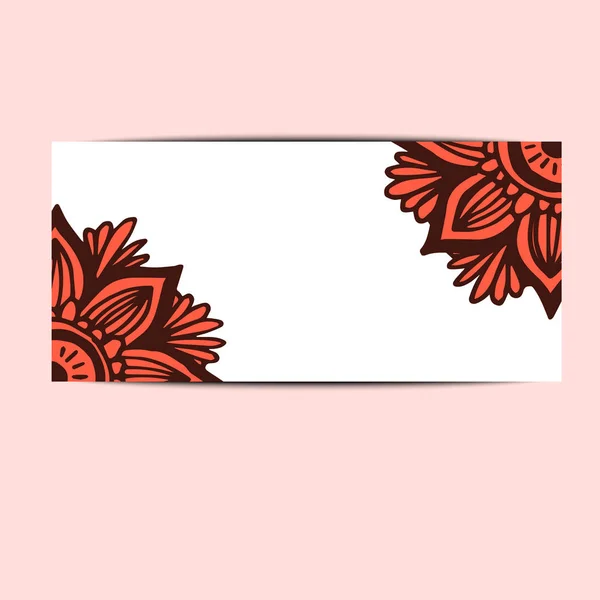 Banner com mandala de flor em estilo desenhado à mão — Vetor de Stock