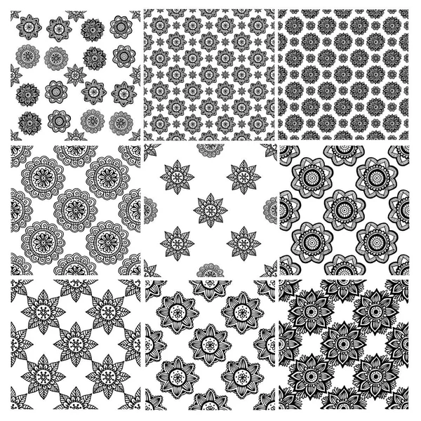 Çiçek mandala seamless modeli el çekilmiş stilini ayarlama