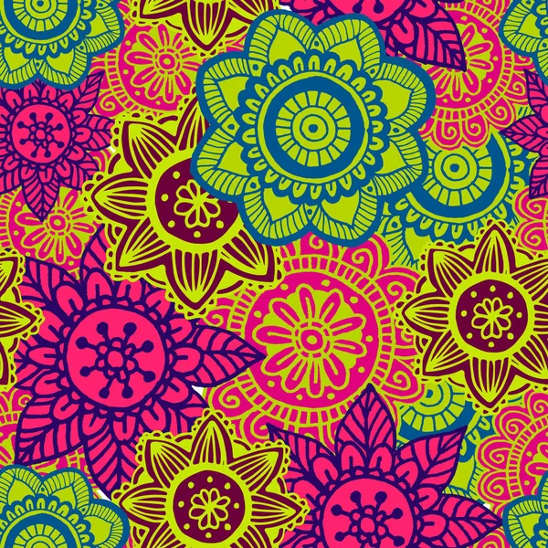 Çiçek mandala seamless modeli el tarzı çizilmiş