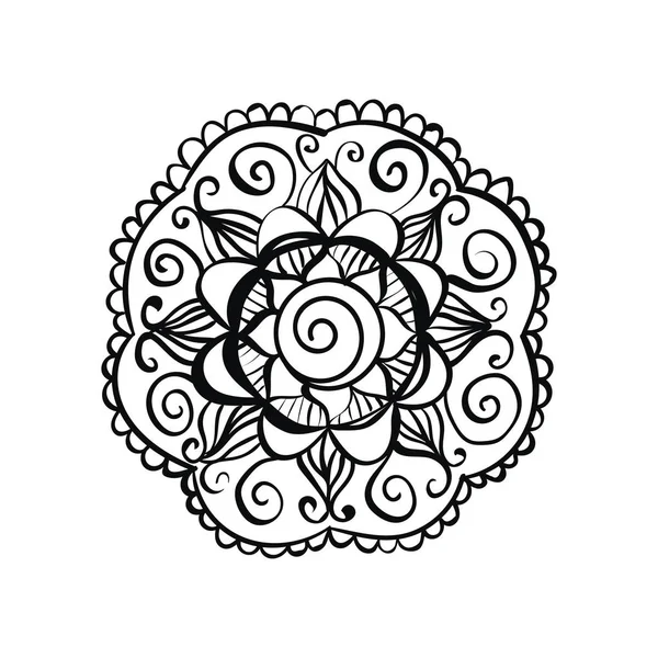 Blumen-Mandala im handgezeichneten Stil — Stockvektor