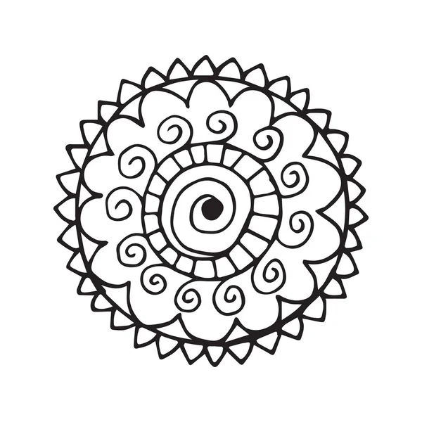 Mandala de flores en estilo dibujado a mano — Vector de stock