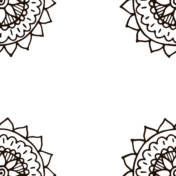 Flor marco mandala en estilo dibujado a mano — Vector de stock