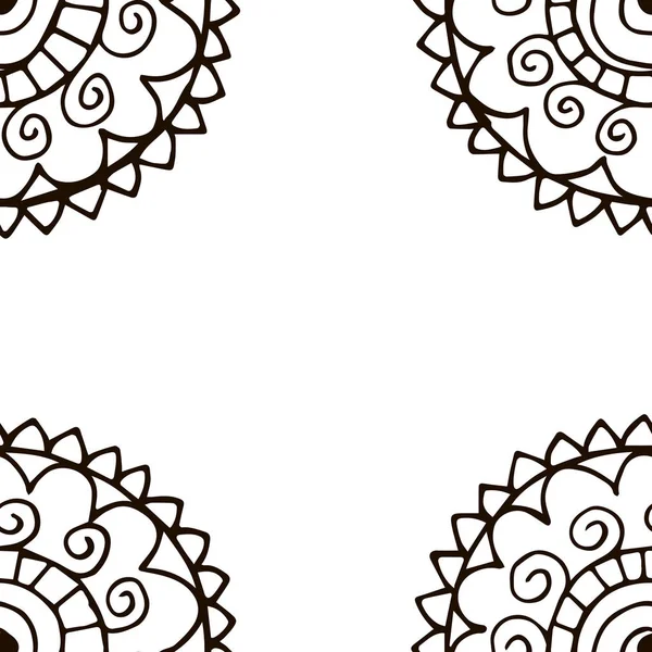 Cadre mandala fleur en style dessiné à la main — Image vectorielle