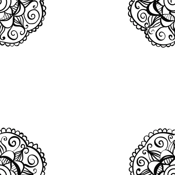 Cadre mandala fleur en style dessiné à la main — Image vectorielle