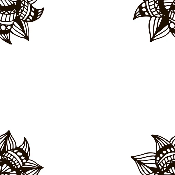 Moldura mandala flor em estilo desenhado à mão — Vetor de Stock
