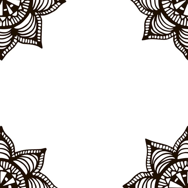 Blumen-Mandala-Rahmen im handgezeichneten Stil — Stockvektor
