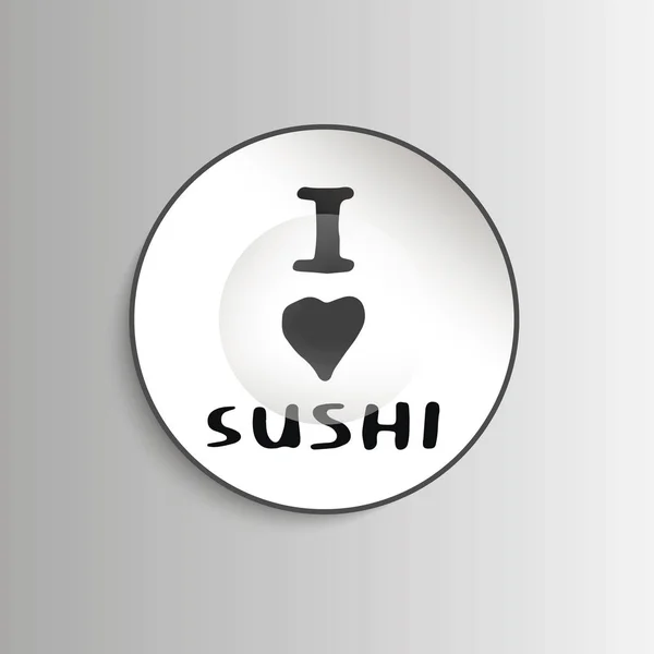 Assiette avec motif encre avec sushi — Image vectorielle