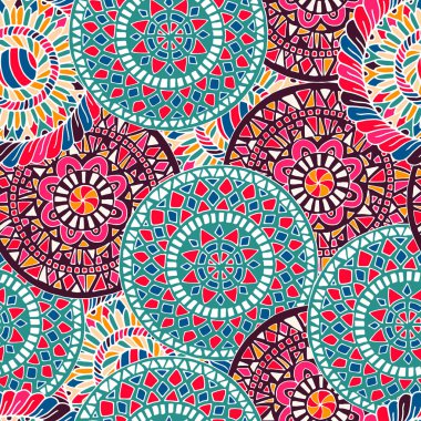 Çiçek mandala seamless modeli el tarzı çizilmiş