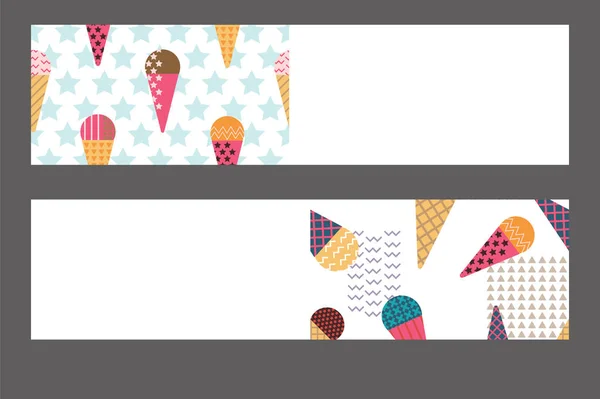 Banners set with ice-cream in scandinavian style — Stock Vector