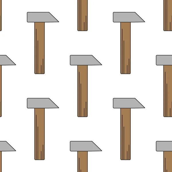 Hammer nahtloses Muster im flachen Stil — Stockvektor