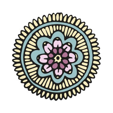 Çiçek mandala el tarzı çizilmiş
