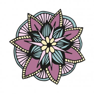 Çiçek mandala el tarzı çizilmiş