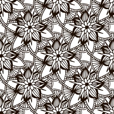 Çiçek mandala seamless modeli el tarzı çizilmiş