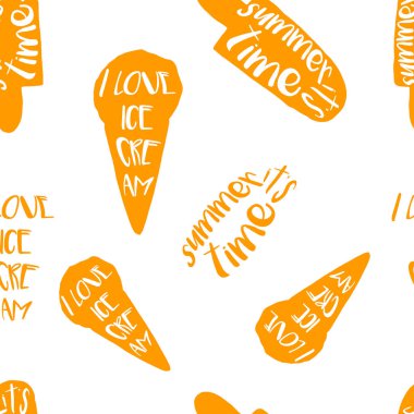 Elinde çizilmiş tarzı tarzı yazı ile seamless modeli dondurma