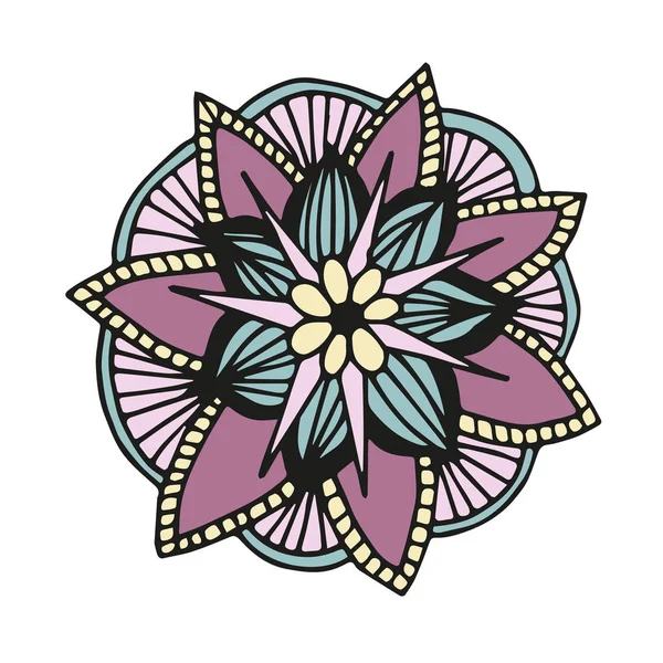 Çiçek mandala el tarzı çizilmiş