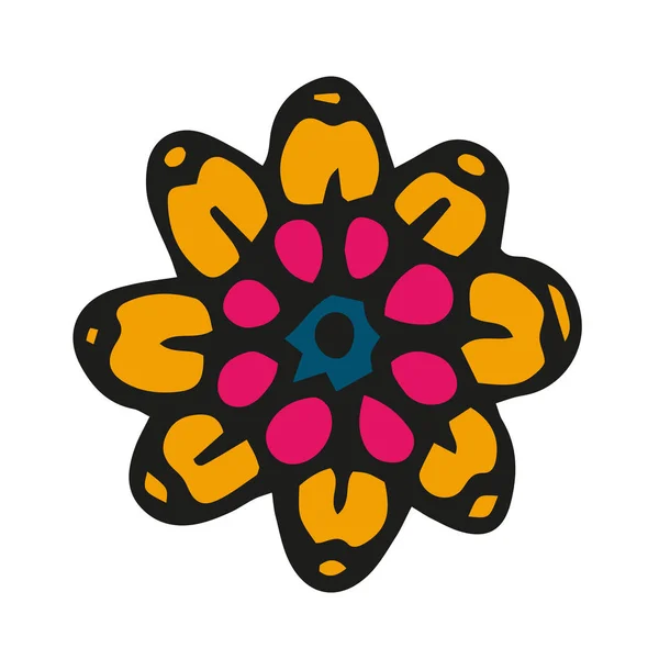 Mandala de flores en estilo dibujado a mano — Vector de stock