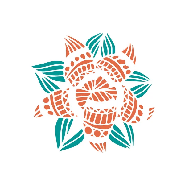 Mandala de flores en estilo dibujado a mano — Vector de stock