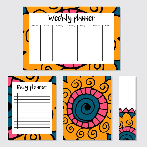 Weekly and daily planners in Indian style — Stock Vector